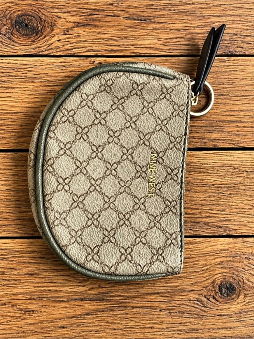 Nine West Monogram Wristlet in Brown & Green Like New